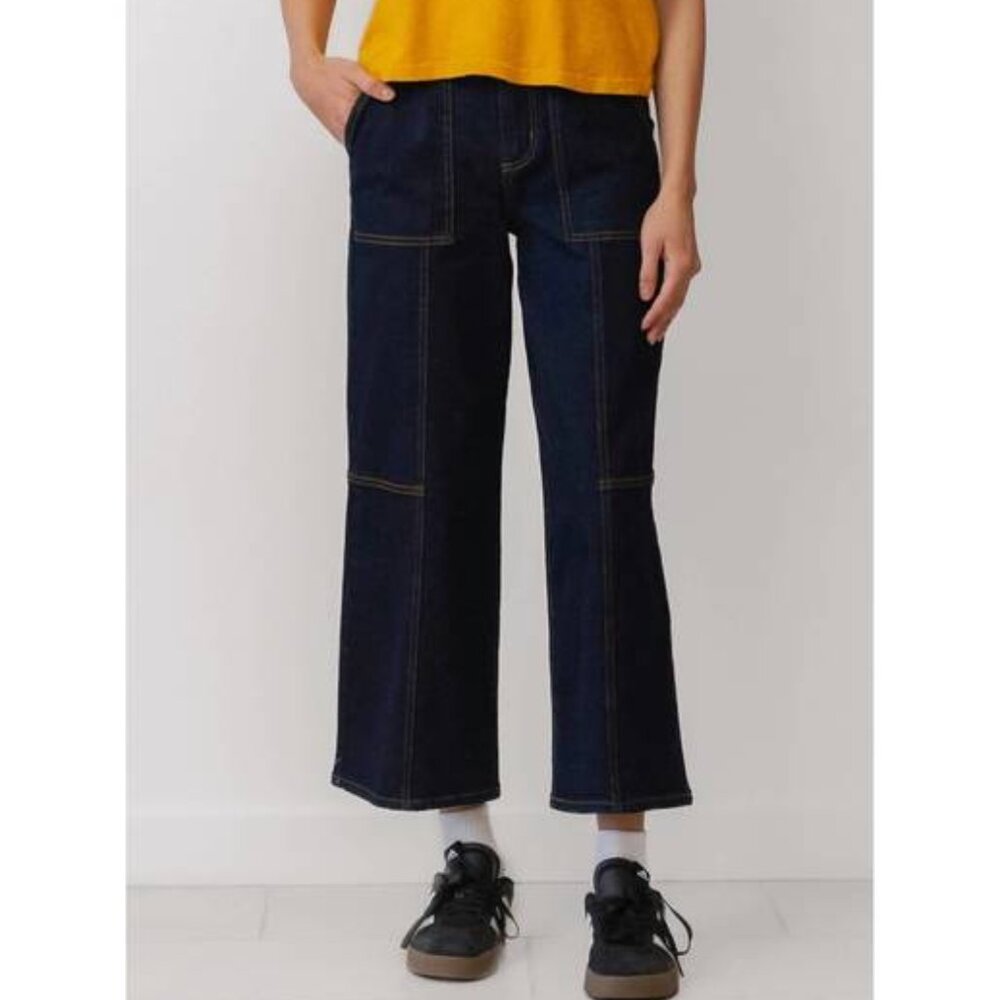 Rails Getty Crop Utility Jeans Women's 27 Orca Black Stretch Denim Emo Punk Goth